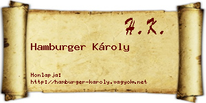 Hamburger Károly névjegykártya