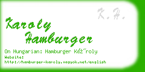 karoly hamburger business card